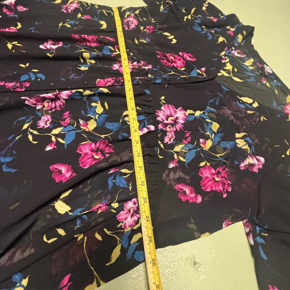 Torrid Size 2 Black Floral Sheer Button Front High Low Dress - Picture 11 of 11
